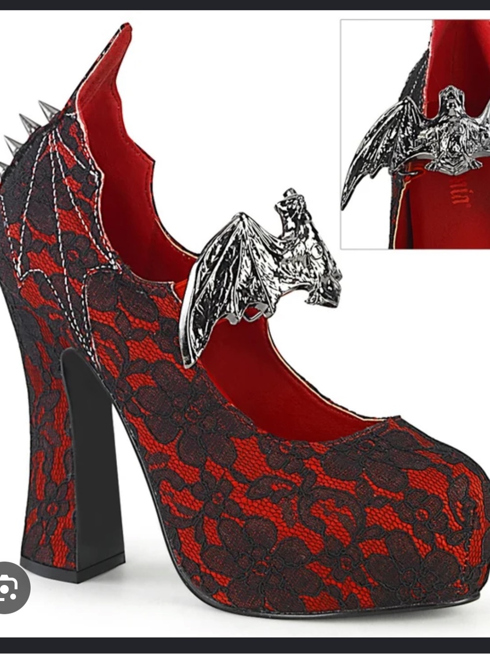Demonia Demon 18 metal bat and spike lace 5” platform heels